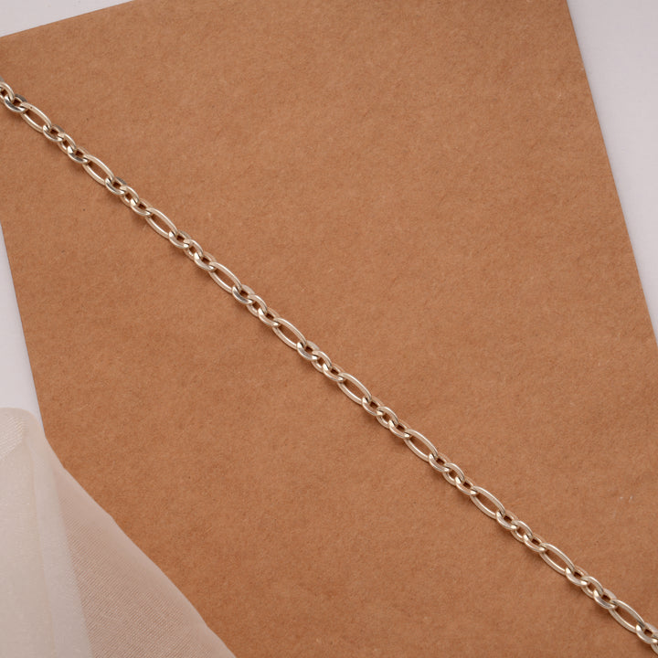 Ethnic Silver Figaro Link Chain Bracelet