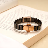 Stylish Black Ceramic Style Silver Rose Gold Bracelet