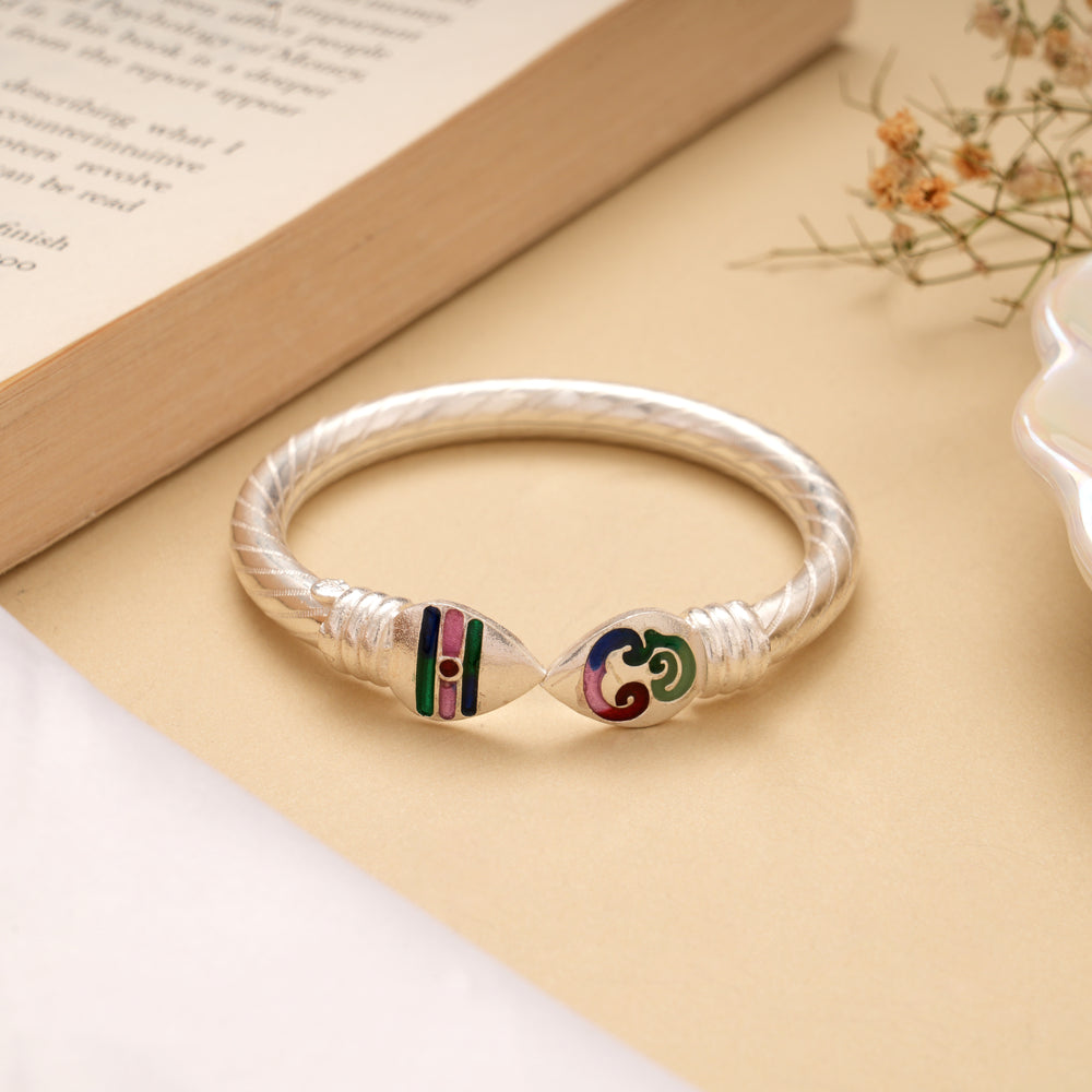 Vibrant Enamel with Om Vel Silver Baby Kappu