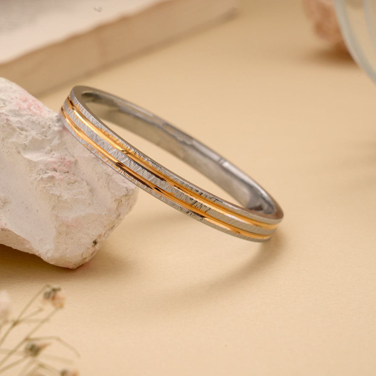 Modern Textured Two-Tone Men's Kada