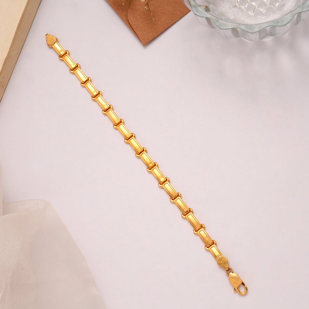 Regal Golden Rectangular Bar Bracelet