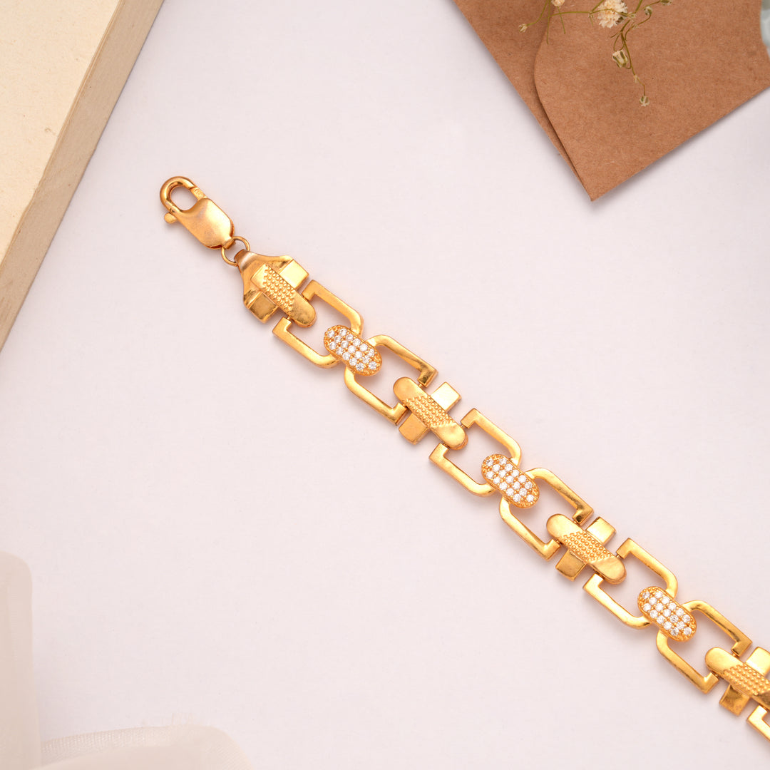 Premium Golden Designer Stone Link Bracelet