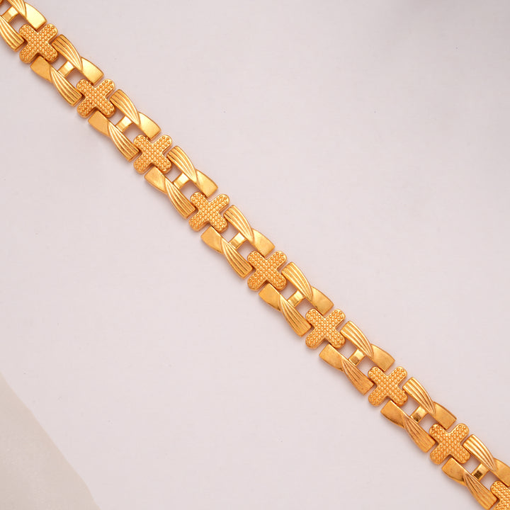 Heritage H Pattern Linked Golden Bracelet