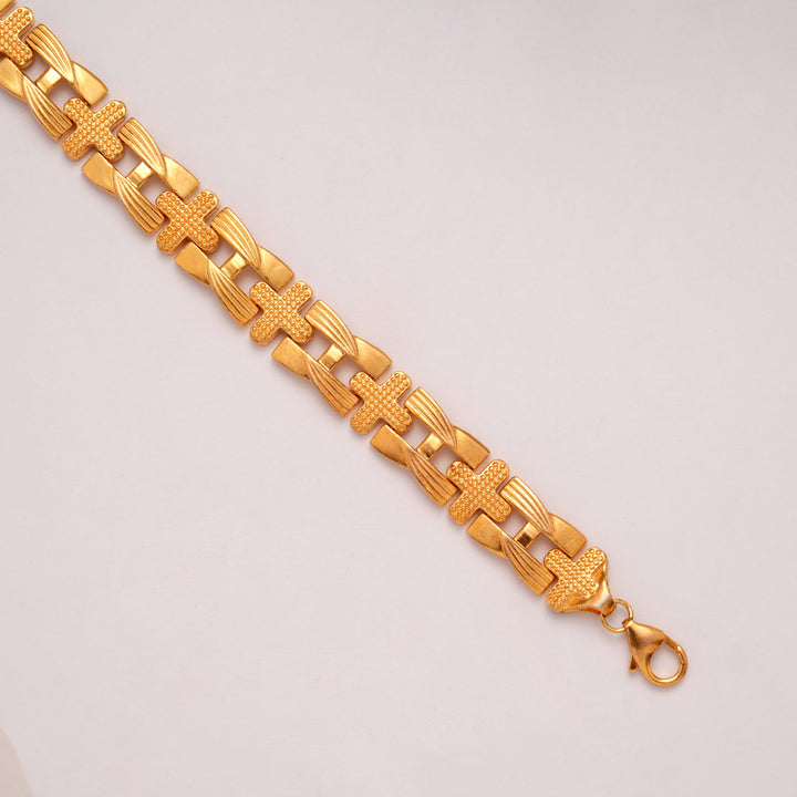 Heritage H Pattern Linked Golden Bracelet