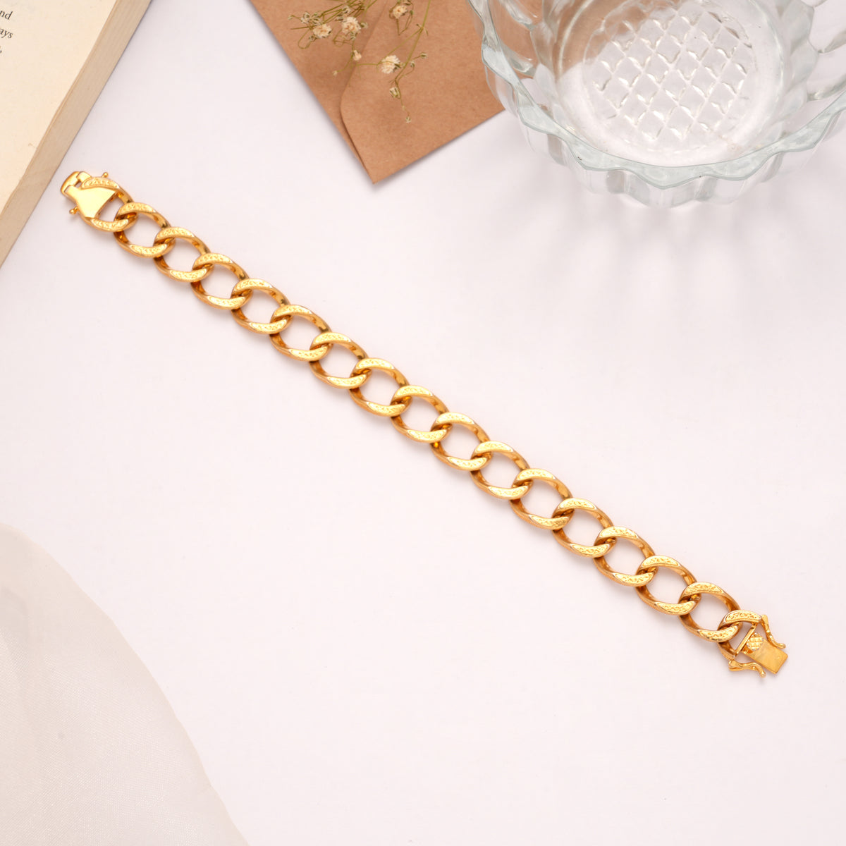 Classic Golden Textured Cuban Bracelet
