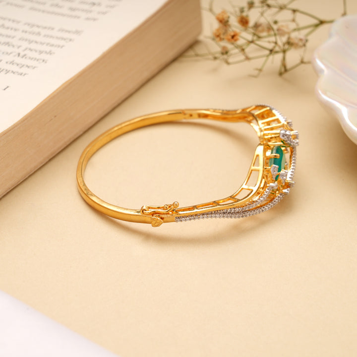 Designer Gemstone Floral Design Golden Bracelet
