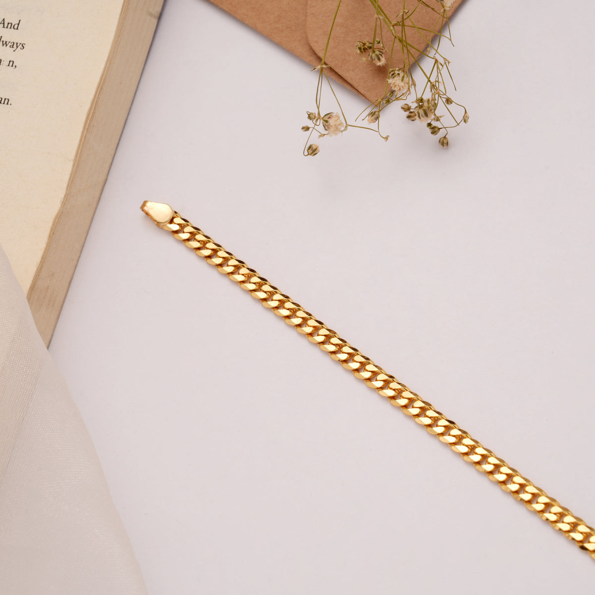 Classic Golden Slim Curb Bracelet
