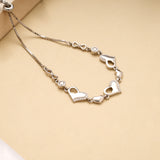 Premium Heart Stone Link Silver Bracelet