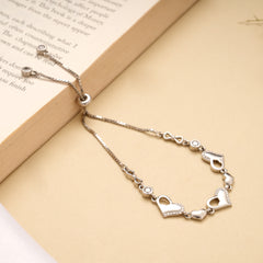 Premium Heart Stone Link Silver Bracelet