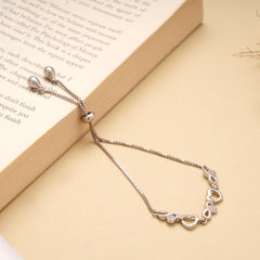 Heart with Infinity Stone Silver Bracelet
