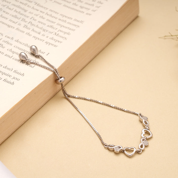 Heart with Infinity Stone Silver Bracelet