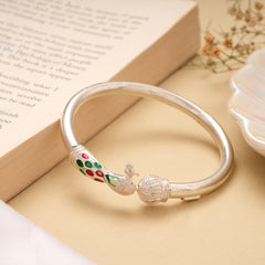 Cute Peacock with Enamel Silver Kappu