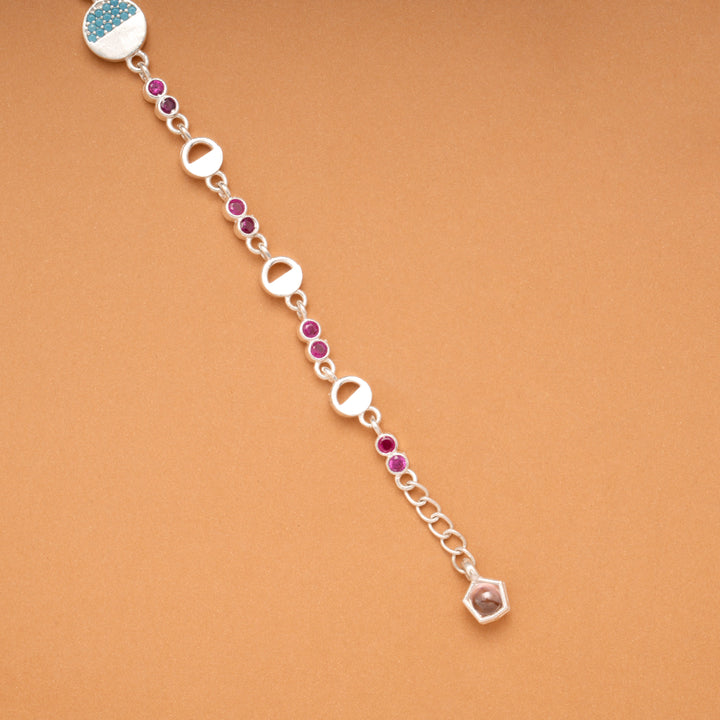 Minimal Circle Charm Moon Silver Bracelet