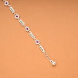Tiny Charm Floral Leaf Link Silver Bracelet