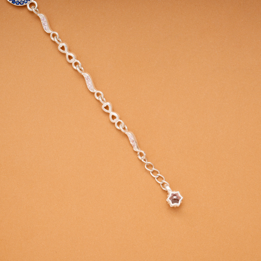Minimal Evil Eye Design Silver Bracelet