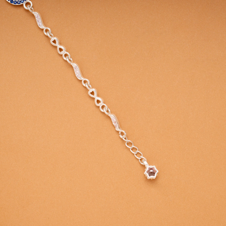Minimal Evil Eye Design Silver Bracelet