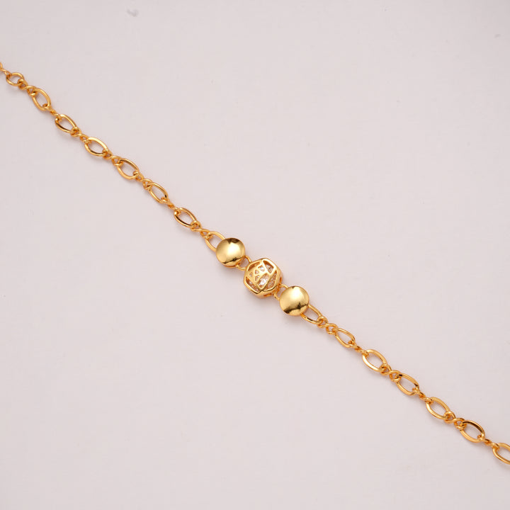 Premium Textured Oval Golden Bracelet