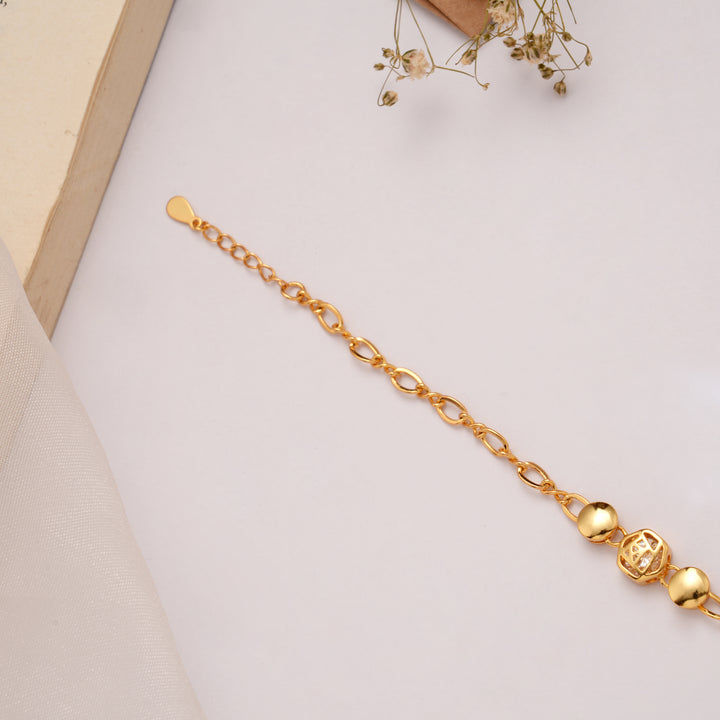 Premium Textured Oval Golden Bracelet