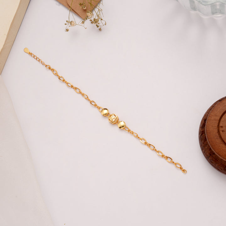 Premium Textured Oval Golden Bracelet