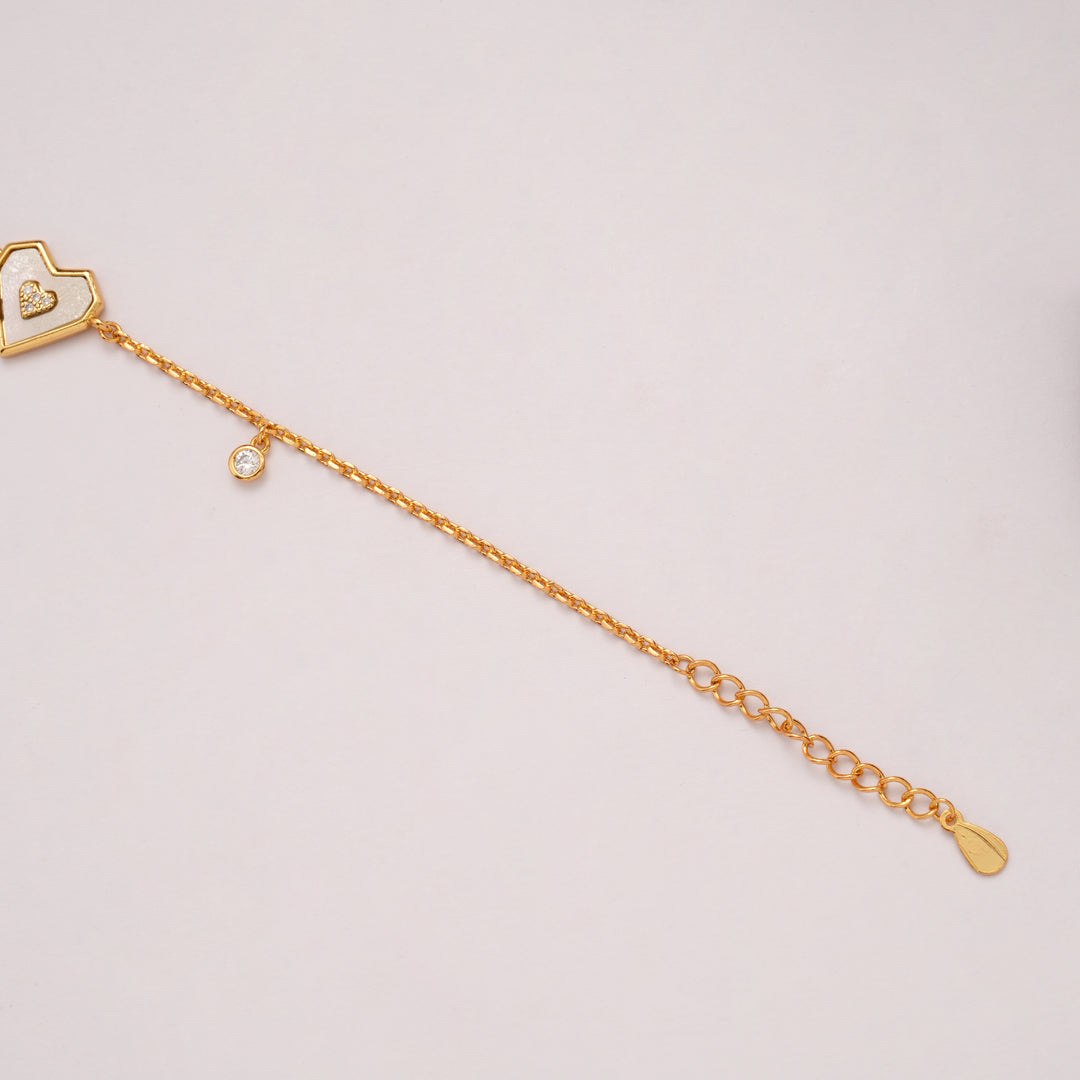 Premium Golden Enamel Heart Bracelet