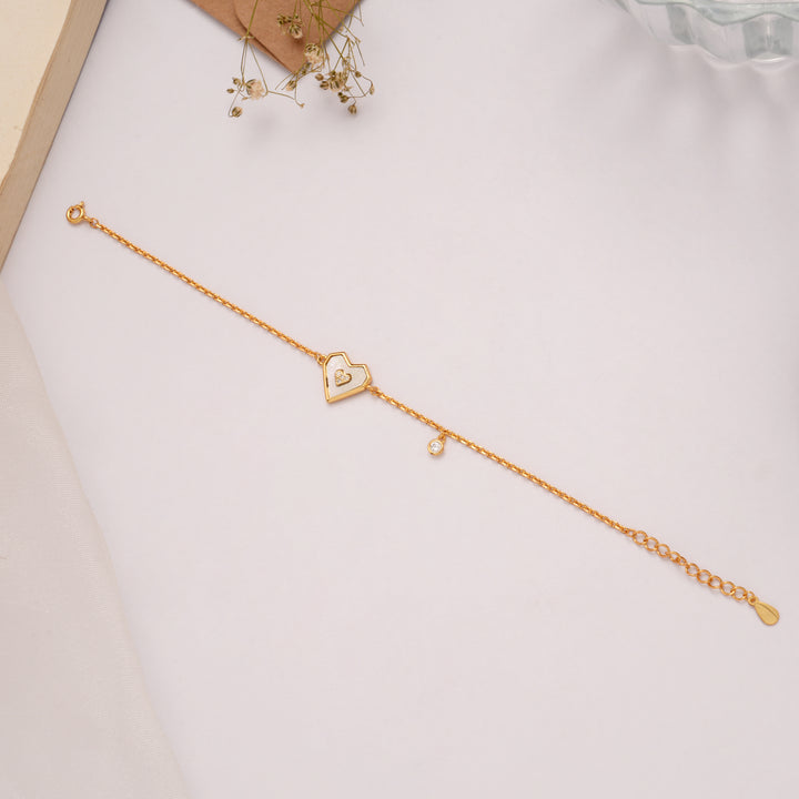 Premium Golden Enamel Heart Bracelet