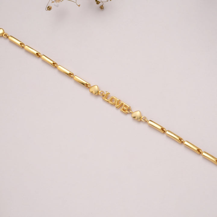 Classic Minimalist Cylinder Love Golden Bracelet