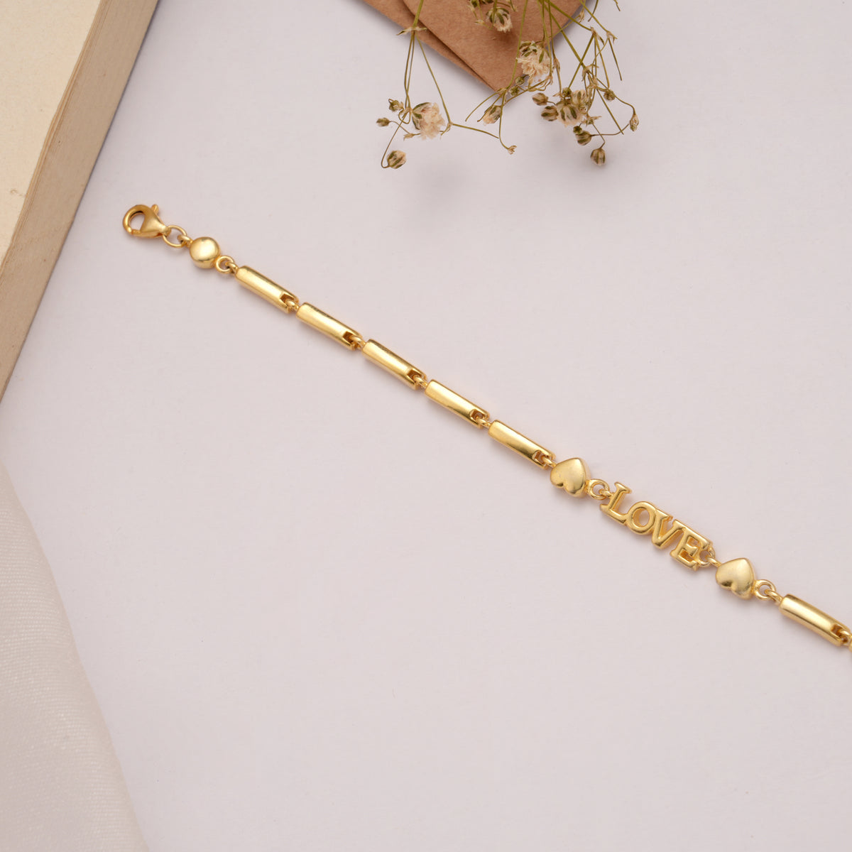 Classic Minimalist Cylinder Love Golden Bracelet