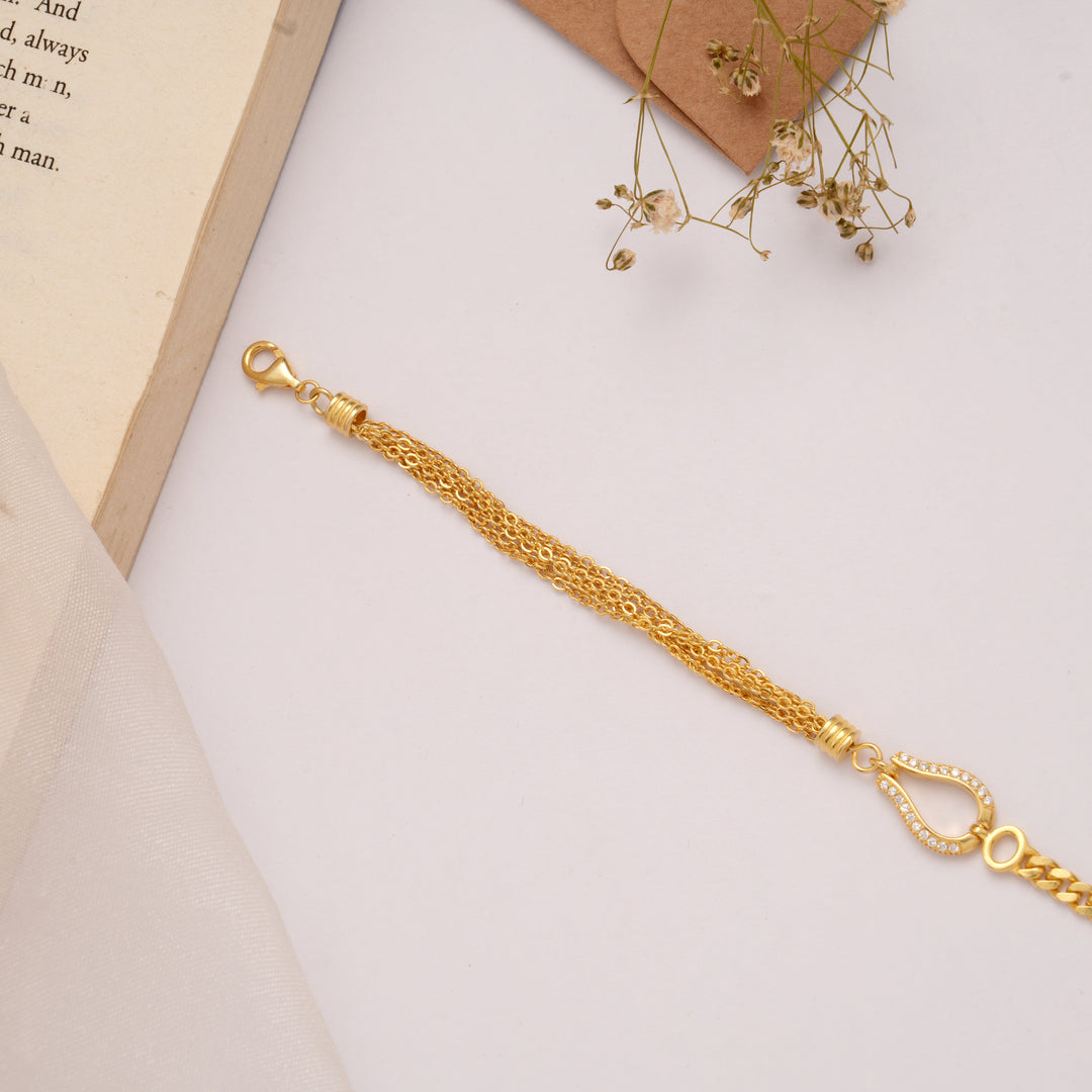 Stylish Multi Strand Horseshoe Golden Bracelet