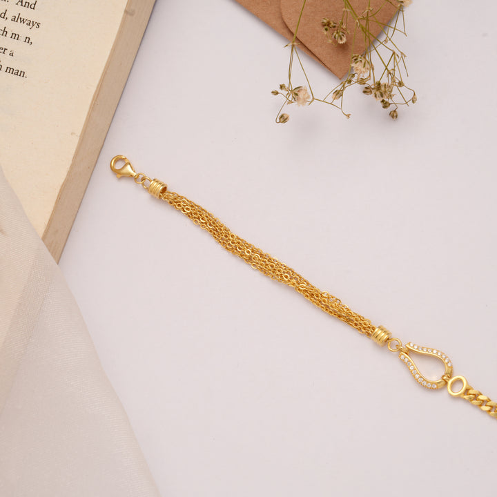 Stylish Multi Strand Horseshoe Golden Bracelet