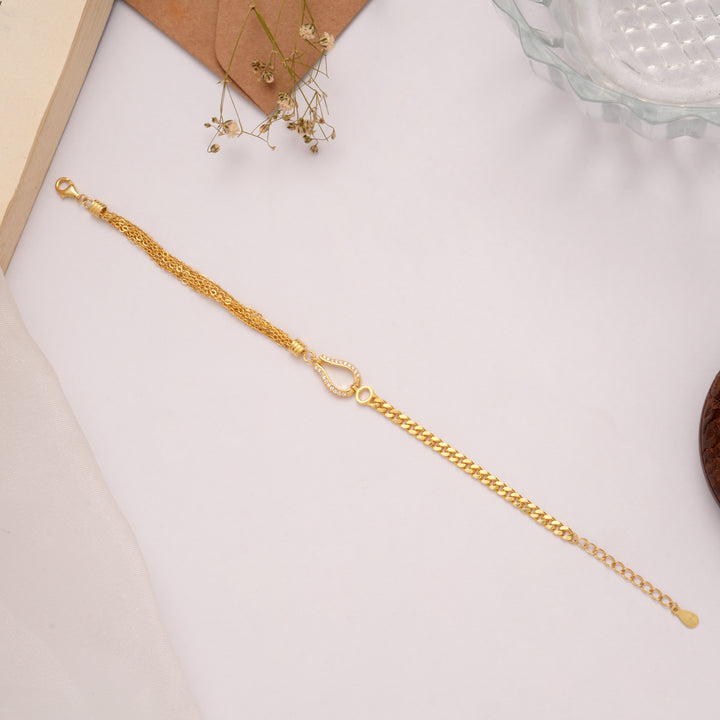 Stylish Multi Strand Horseshoe Golden Bracelet