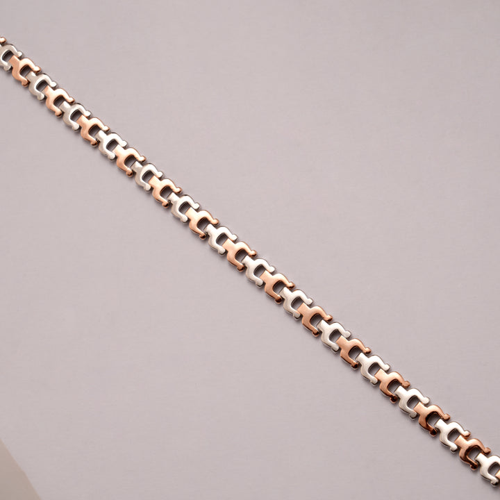Fancy Dual Tone Silver Puzzle Bracelet