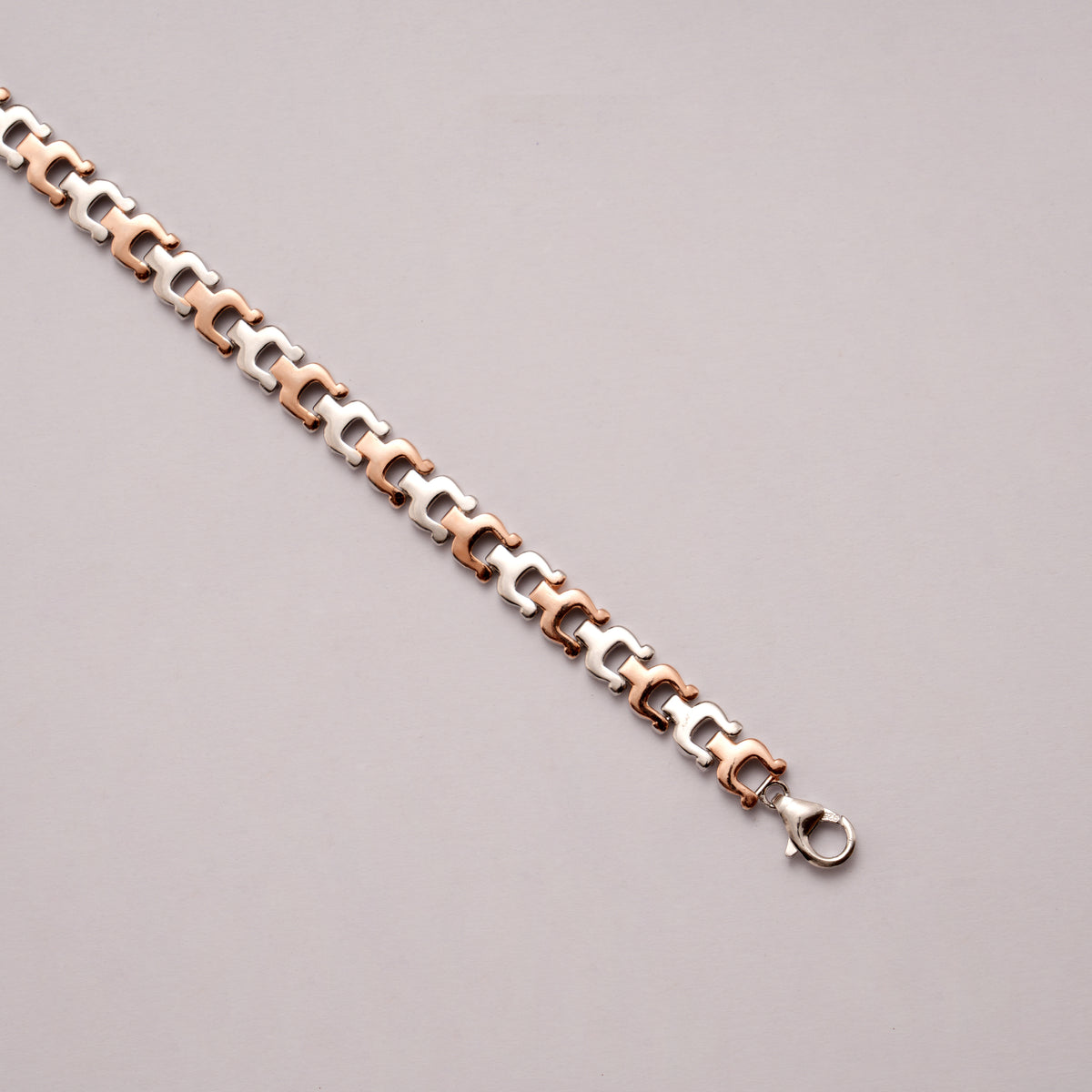 Fancy Dual Tone Silver Puzzle Bracelet