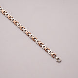 Fancy Dual Tone Silver Puzzle Bracelet