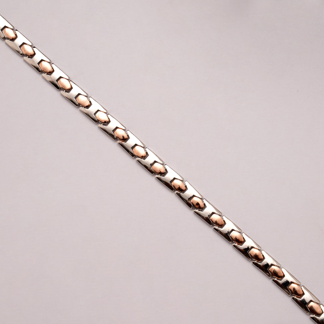 Modern Two Tone Bullet Link Golden Bracelet
