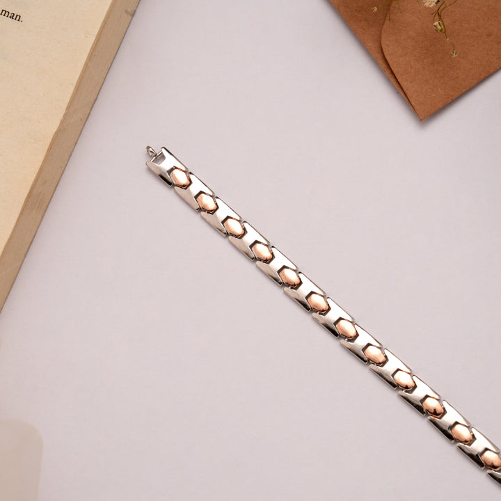 Modern Two Tone Bullet Link Golden Bracelet
