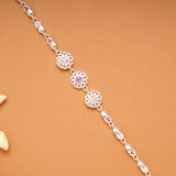Trendy Triple Flower Design Silver Bracelet