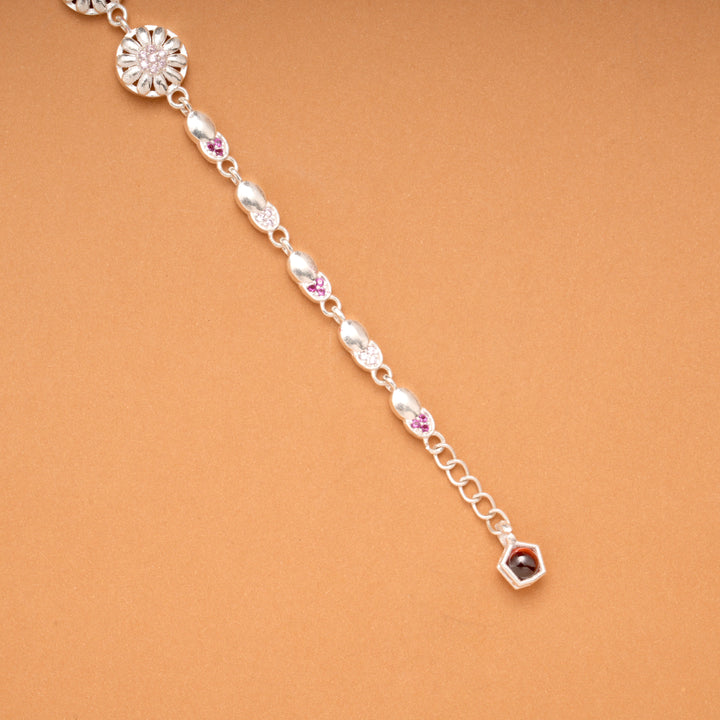 Trendy Triple Flower Design Silver Bracelet