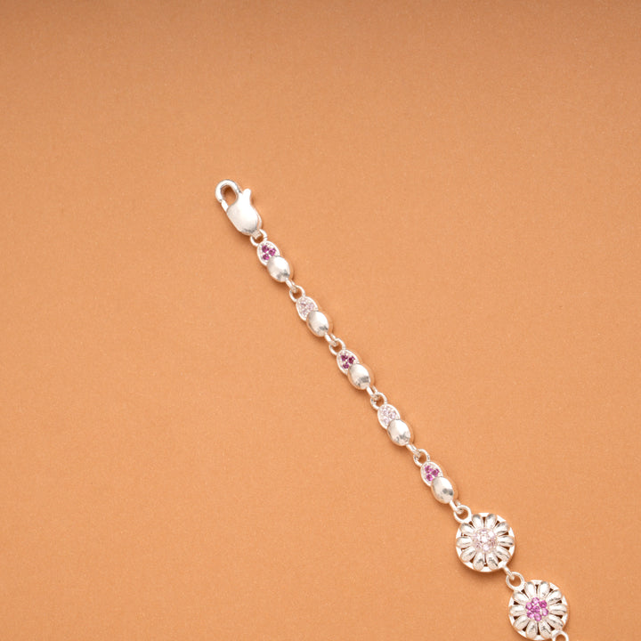 Trendy Triple Flower Design Silver Bracelet
