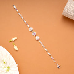 Trendy Triple Flower Design Silver Bracelet