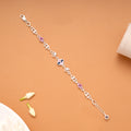 Minimal Heart Ruby Floral Silver Bracelet
