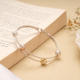 Chic Tricolour Bead Double Strand Bracelet