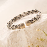 Oxidised Braided Design Open Band Bracelet