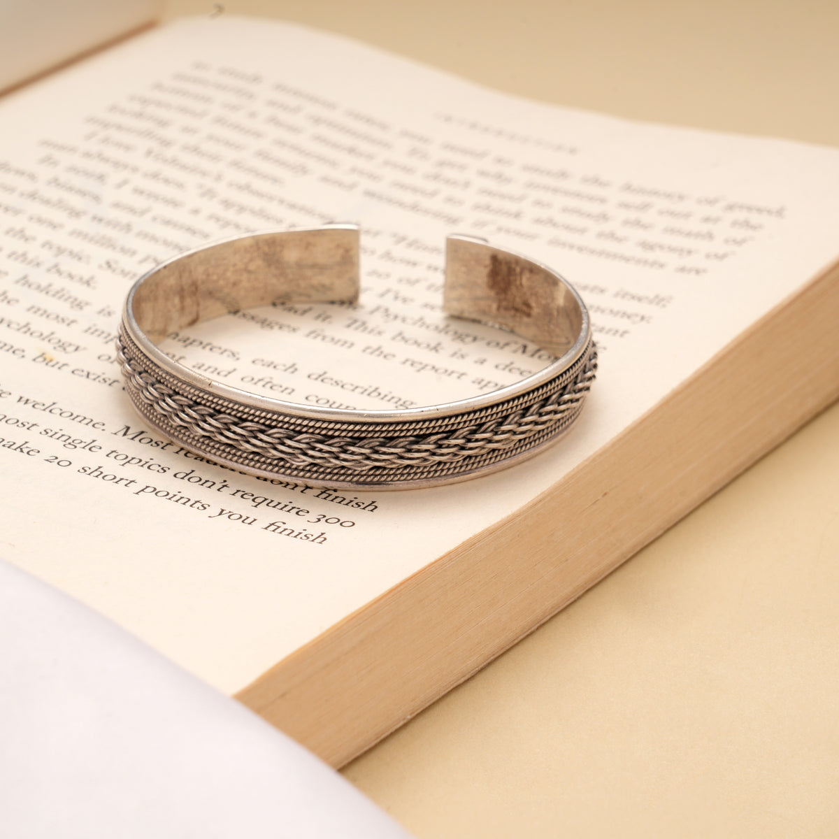 Classic Oxidized Silver Braided Cuff Bracelet