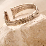 Modern Textured Silver Open Band Bracelet
