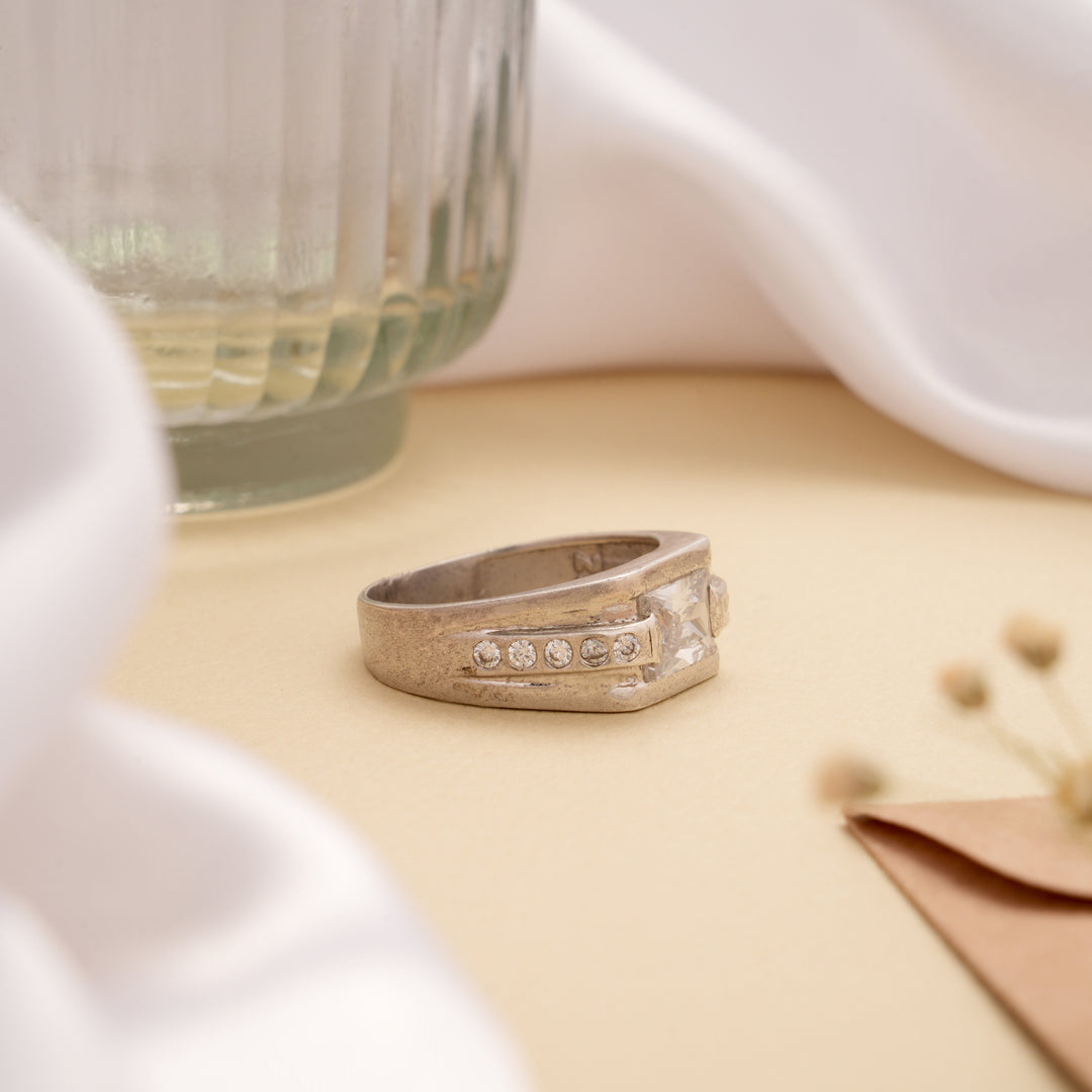 Vintage Silver Square Cut Men’s Ring