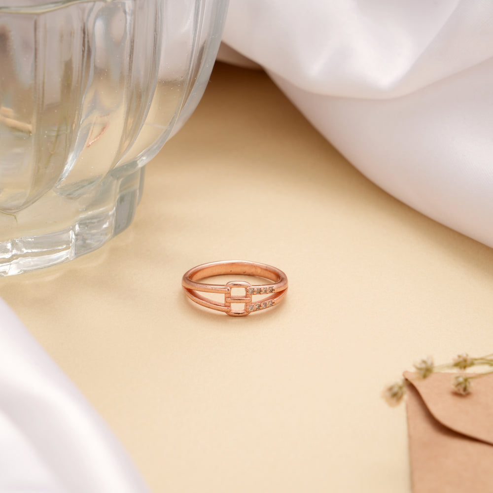 Buckle Style Design Silver Rose Golden Ring