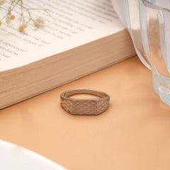 Stylish Grid Design Silver Men’s Ring
