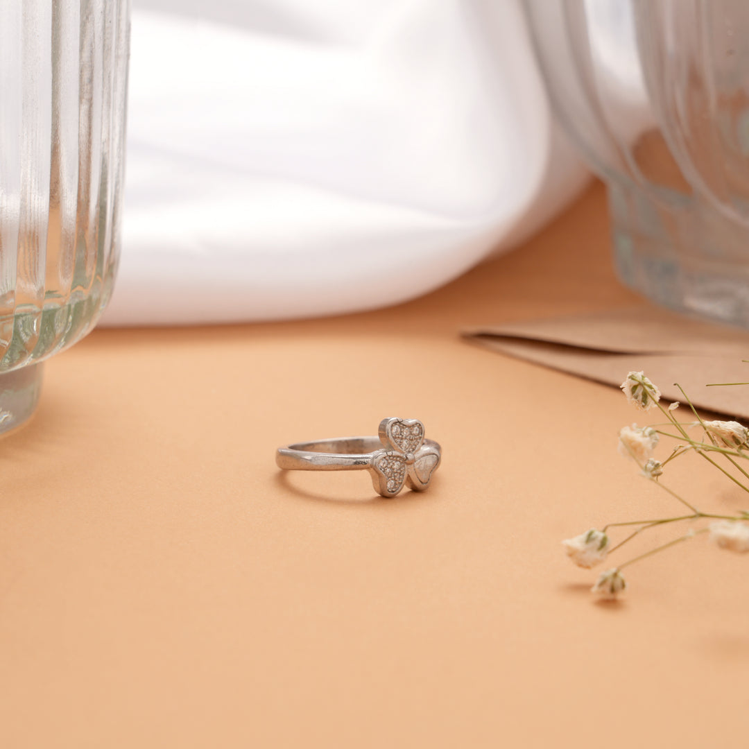 Minimal Clover Flower Silver Baby Ring