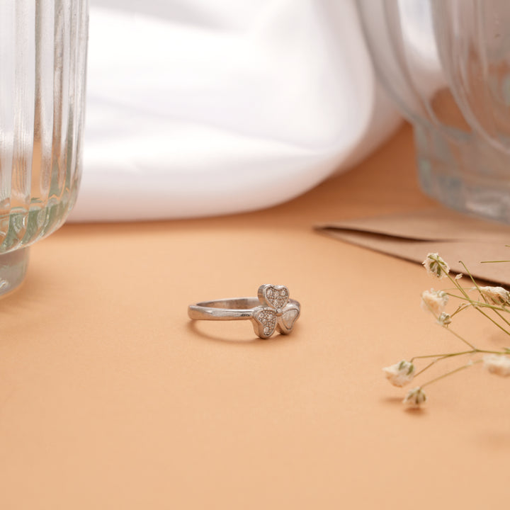 Minimal Clover Flower Silver Baby Ring