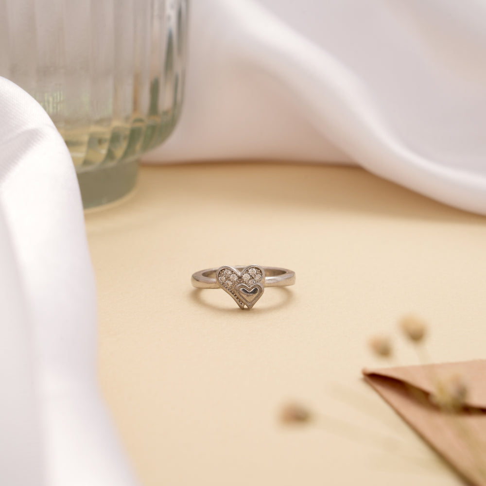 Little Dual Heart Design Silver Baby Ring